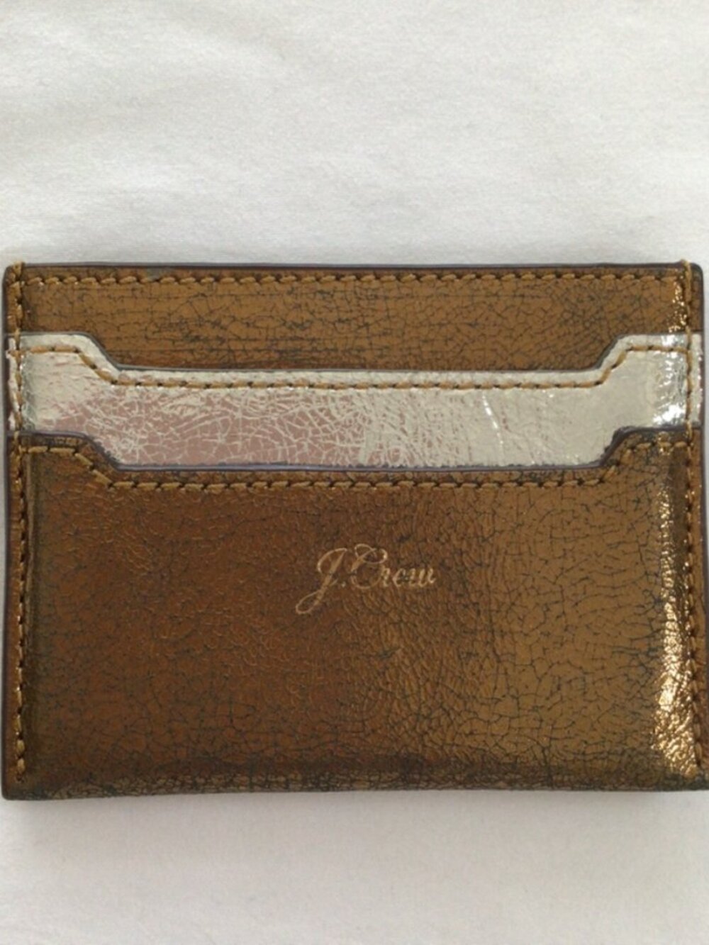 J Crew Metallic Leather Card Holder